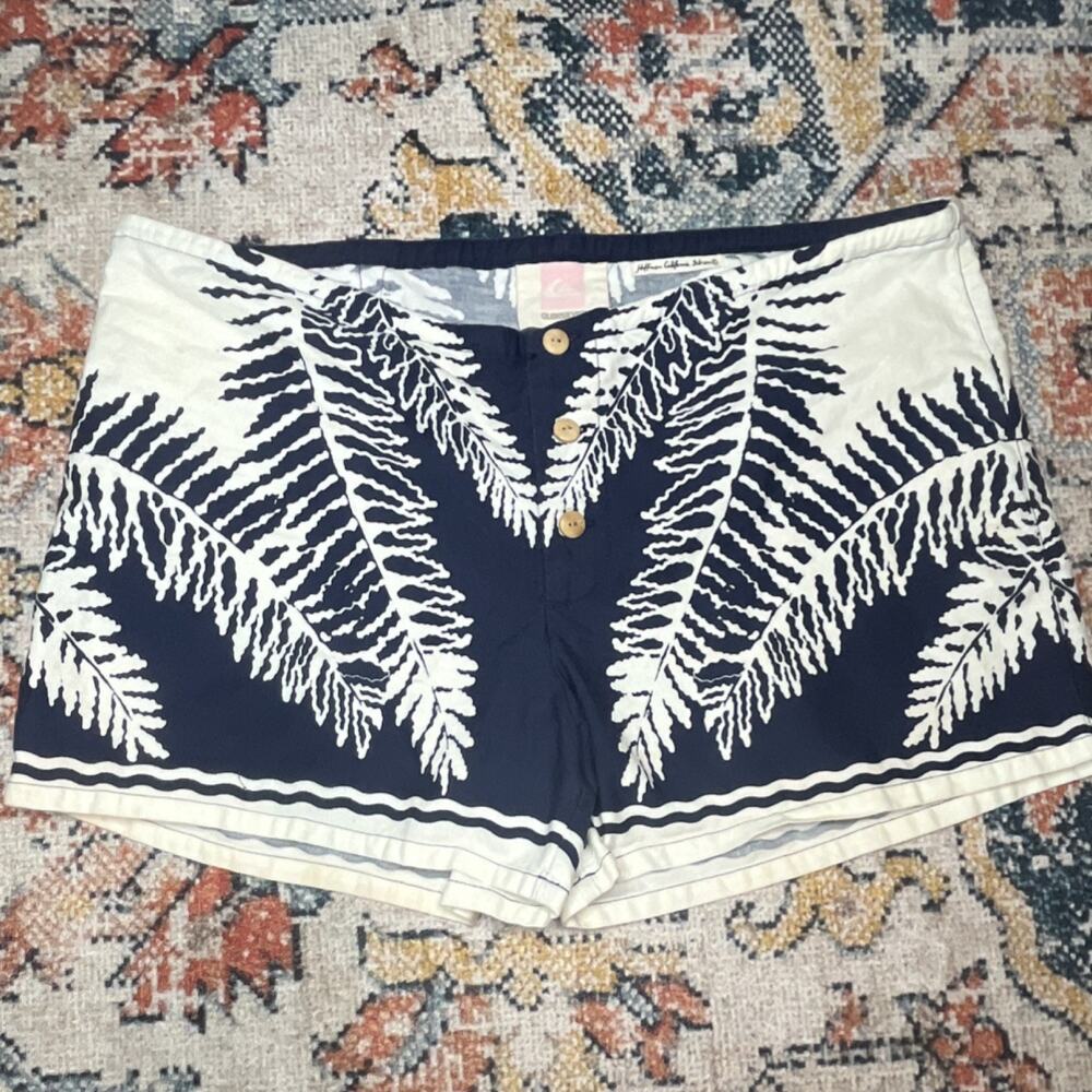 Quiksilver Men's Blue/White Floral Board Shorts Cotton Canvas Pockets Sz S